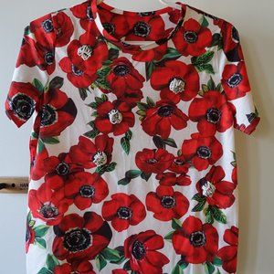 Embellished Poppy floral top t-shirt tee XS 0